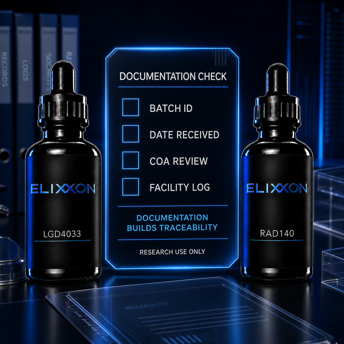 Elixxon research documentation and traceability checklist for qualified laboratory research