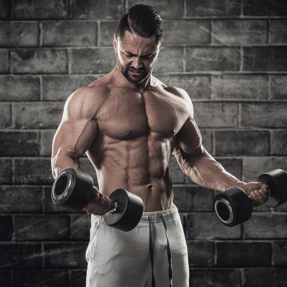 Intense bicep curls for Superior Shredz supplements